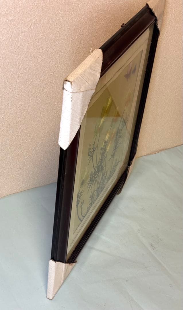 中国蘇州伝統工芸　花蝶刺繍額