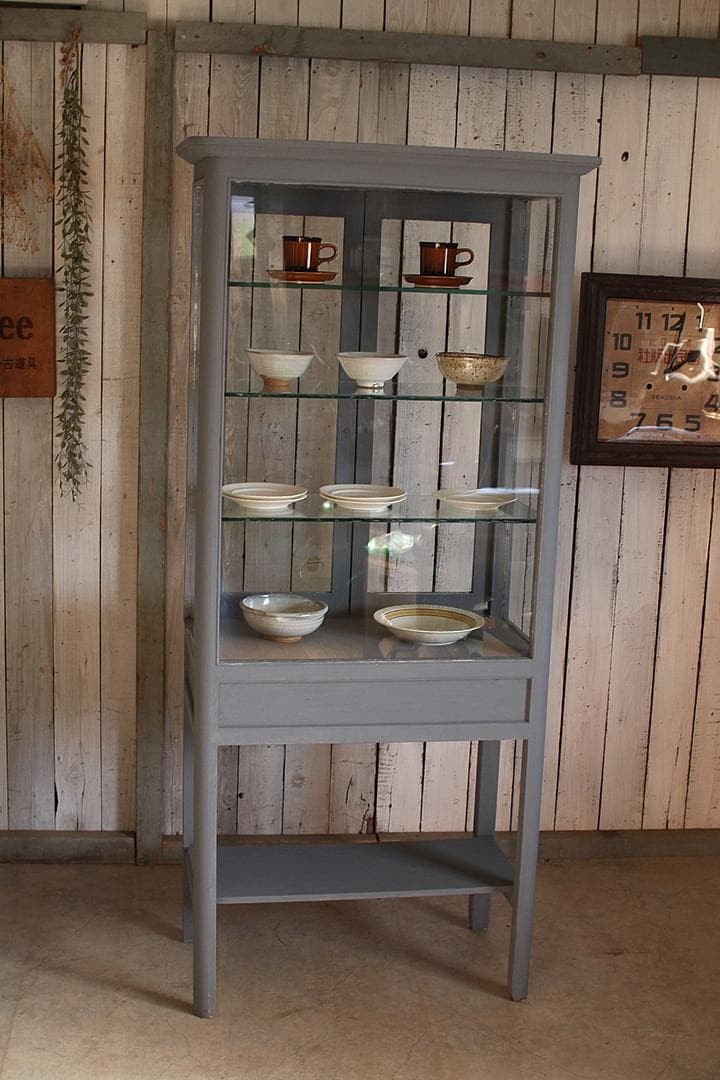 古い木枠ガラスケース　ケビント　ドクターキャビネット