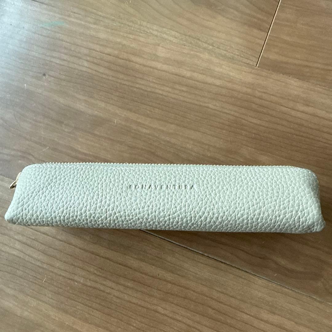 ボナペンチュラ グレージュ　レザーペンケース