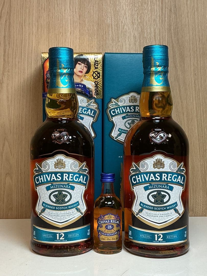 539[未開栓］CHIVAS REGAL 12年 ミズナラ ミニボトル50㎖付き