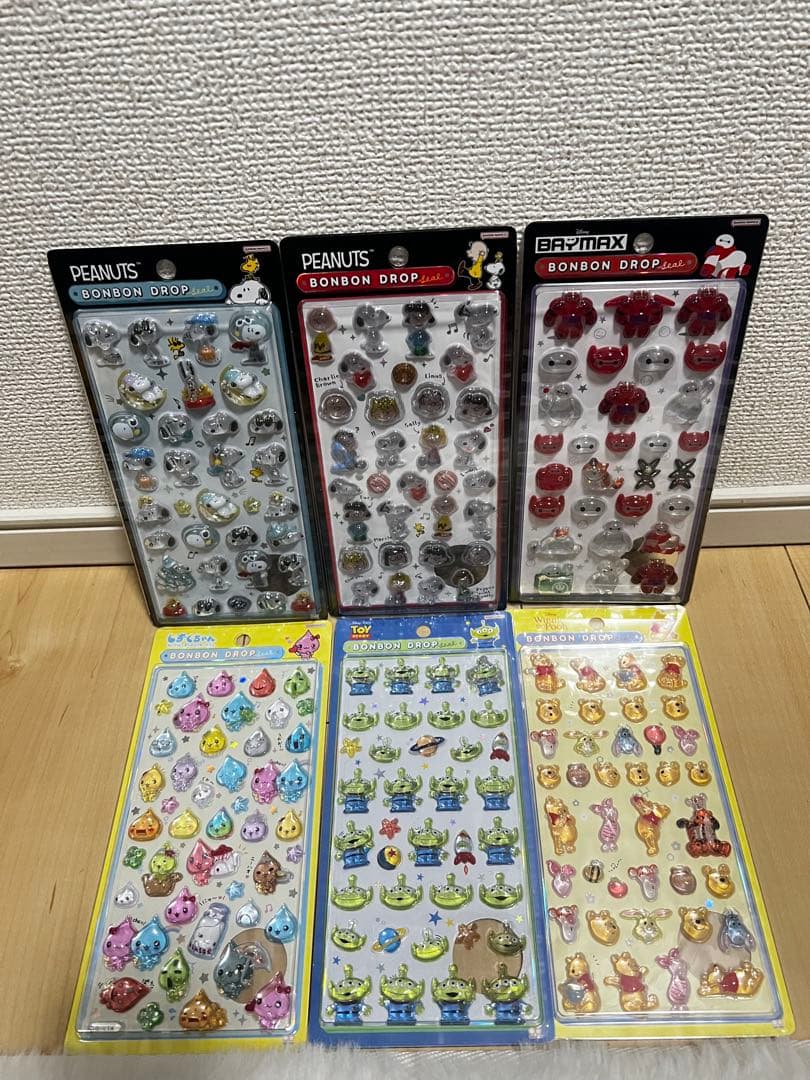 ボンボンドロップシール スヌーピー ベイマックス しずくちゃん エイリアン プー