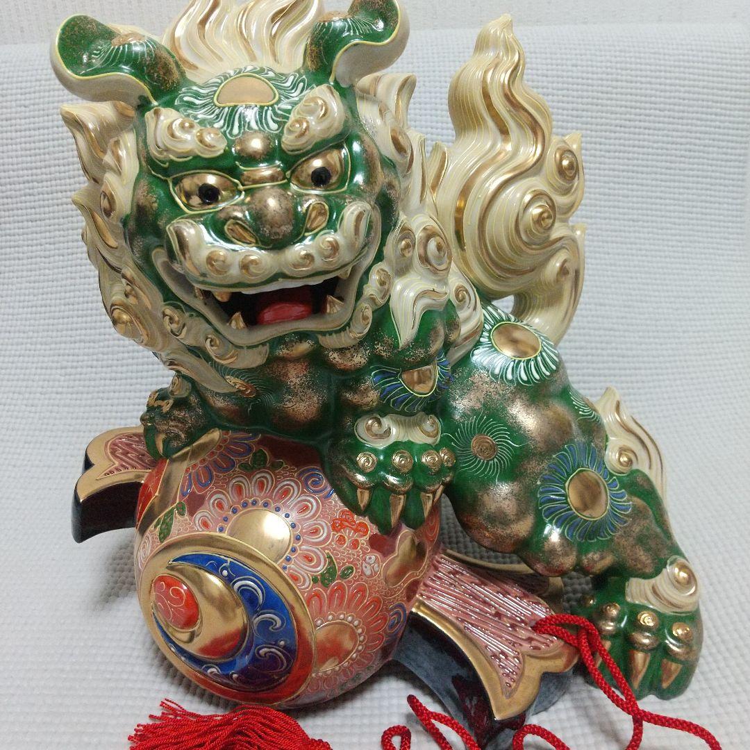 N*n様 打出の小槌♪30cm狛犬 レア色 金運/魔除け 九谷焼