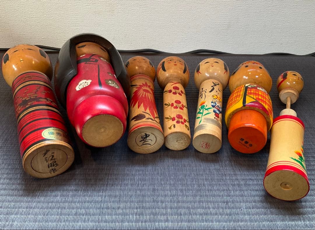【レトロ】布袋様の一刀彫、こけし　14体【体長　約15㎝〜45㎝】