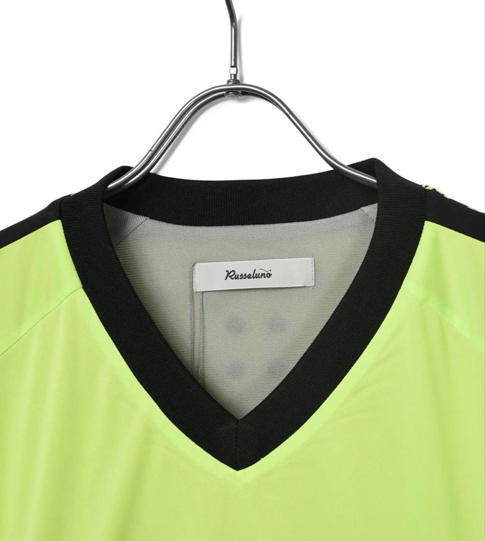 Kusseluno 蛍光グリーン Vネック トレーナー