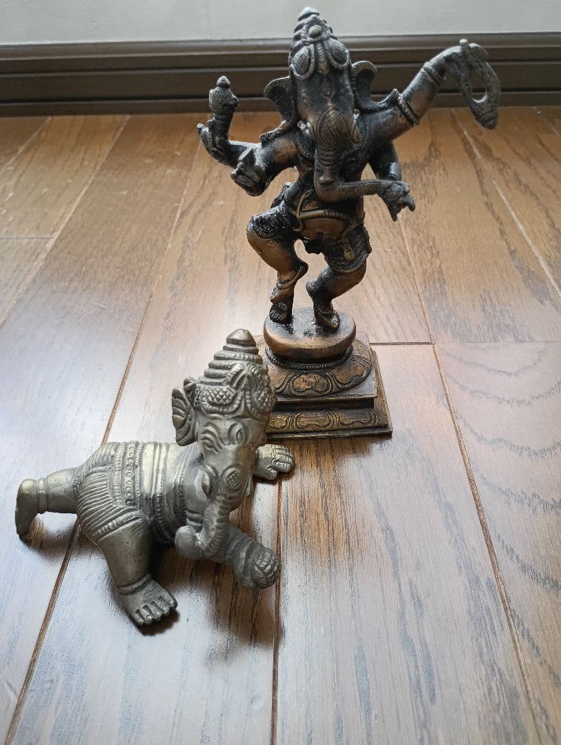 ガネーシャ像 2体　真鍮製