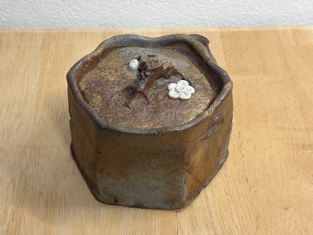 73.備前焼 宝瓶 登り窯 白梅 はくばい 六角 手びねり 急須