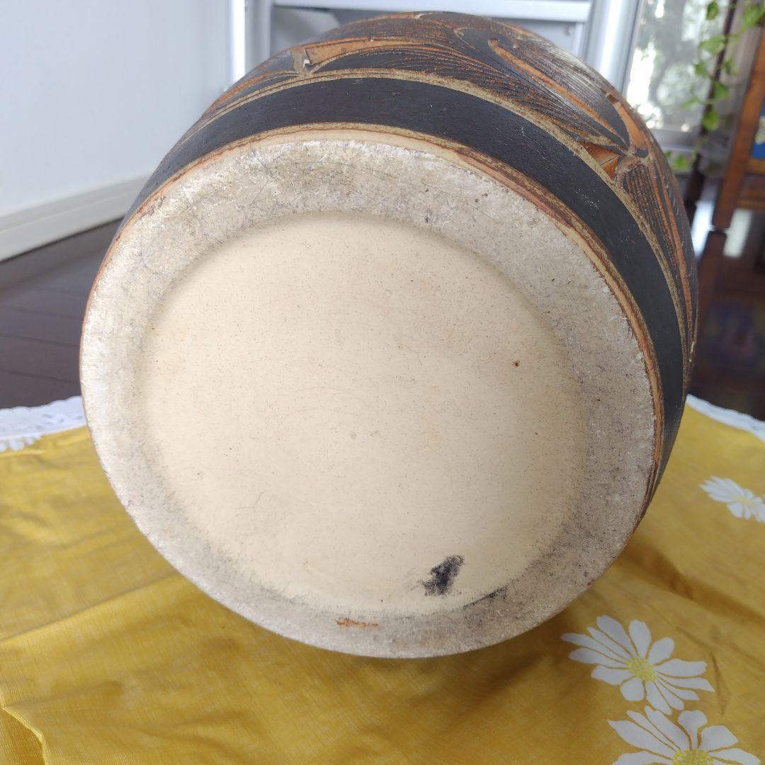 アンティーク 信楽焼傘立て 透かし彫刻 北欧インテリア 高さ42.5cm