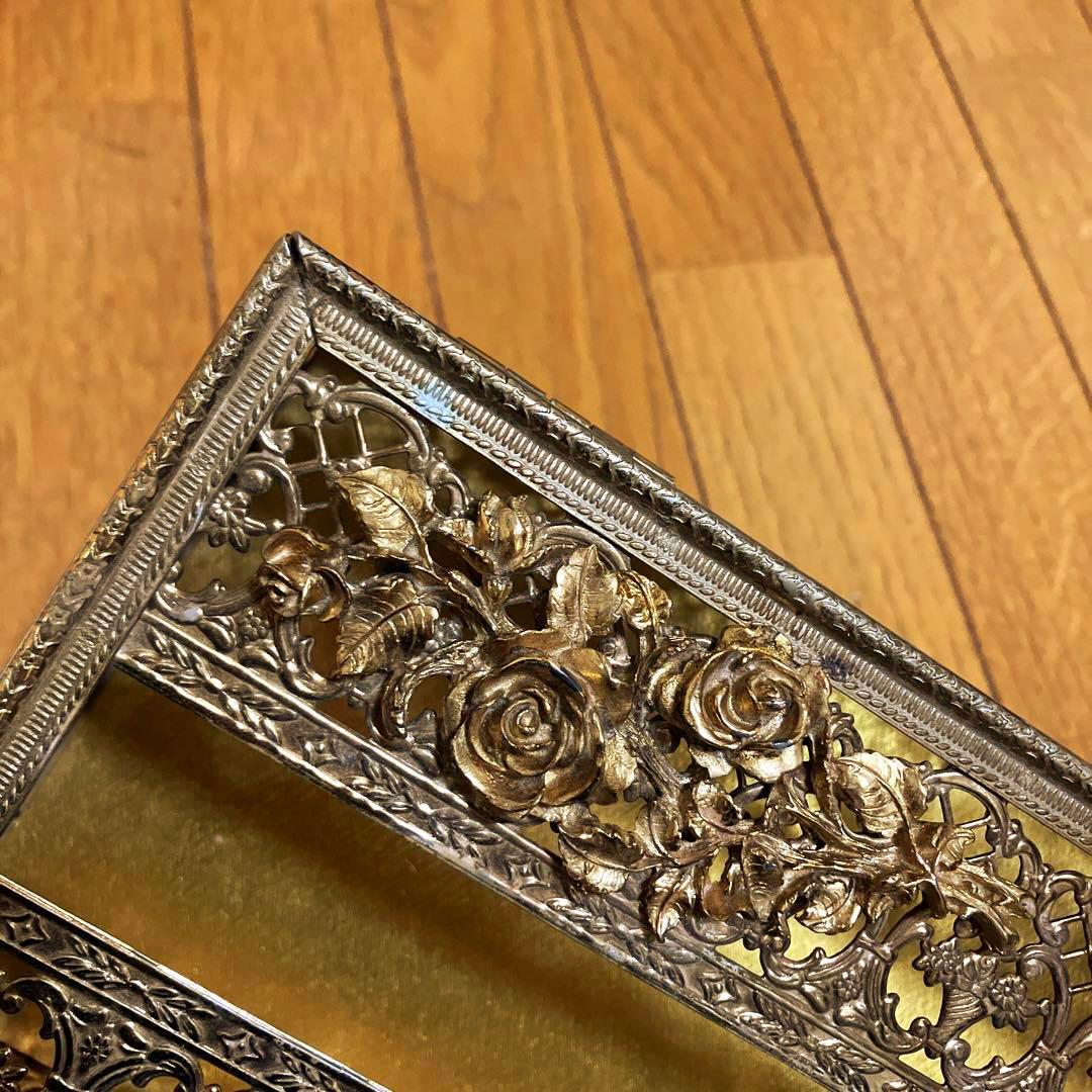 MATSON マトソン バラ アンティーク 金 ゴールド ティッシュケース 花