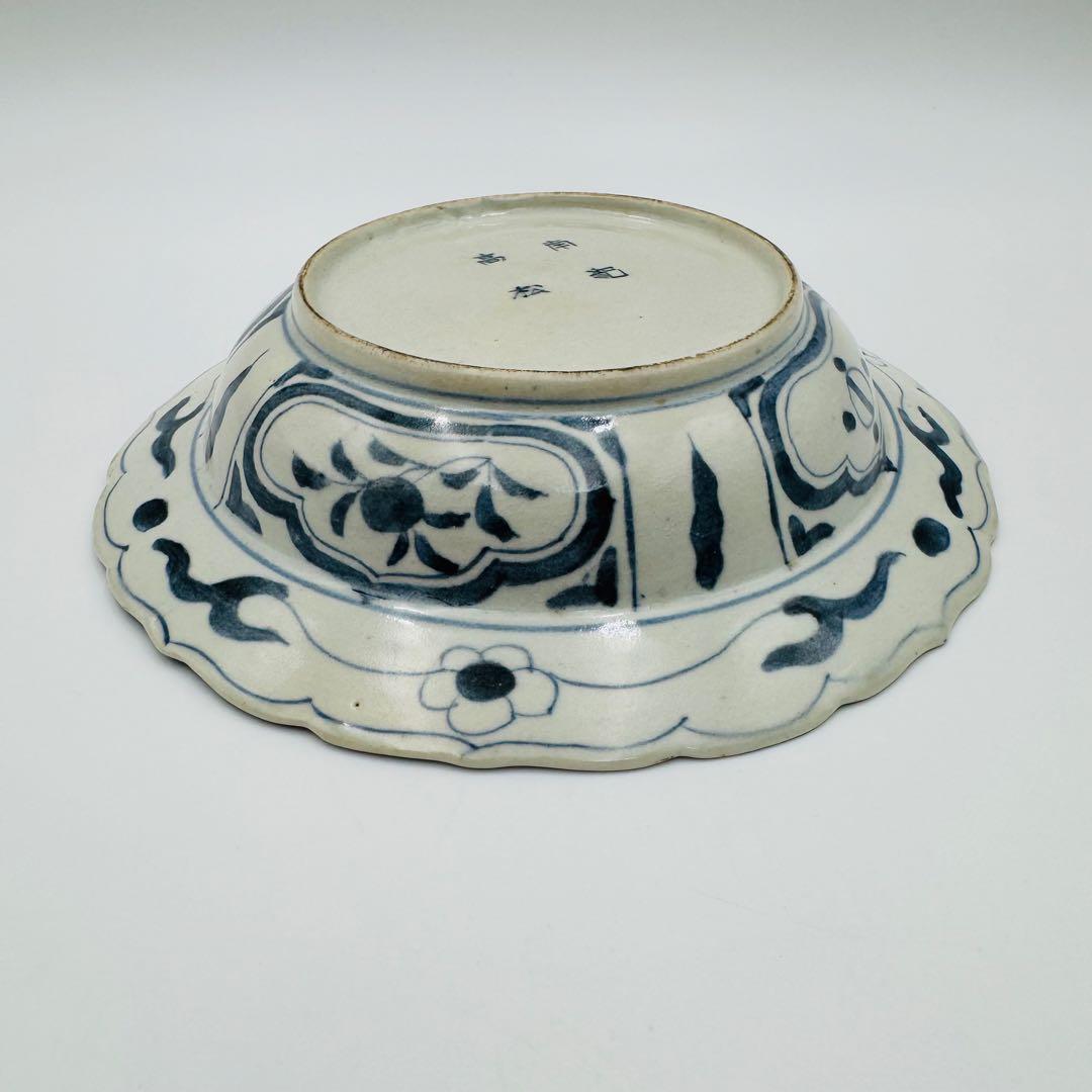 【南紀高松焼　芙蓉手　染付菓子鉢　皿】骨董　アンティーク　インテリア