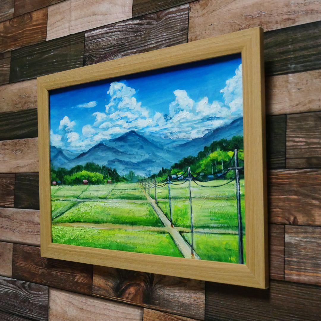 油絵 絵画 【真夏の田んぼ】