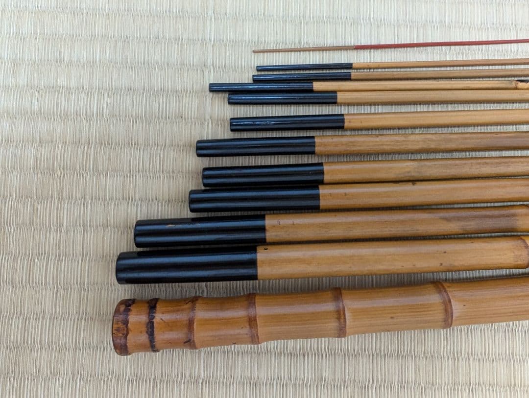小継ぎ竹竿　銘「竿福」12尺　 継ぎ数12本　３本仕舞　40ｃｍ