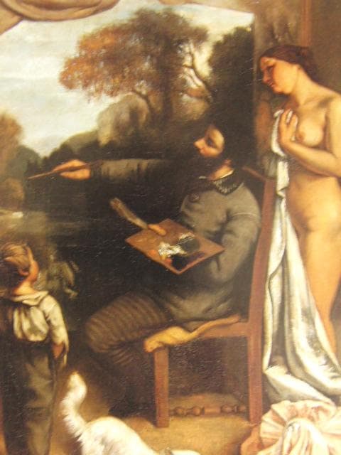 向井潤吉、【模写　アトリエ（部分）　クールベ】、希少な額装用画集画