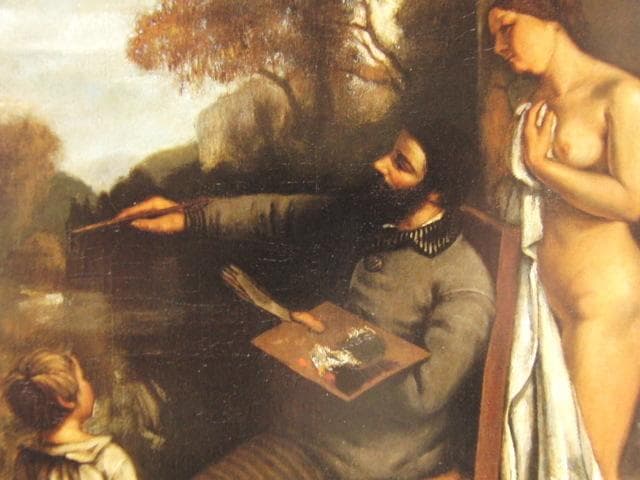 向井潤吉、【模写　アトリエ（部分）　クールベ】、希少な額装用画集画