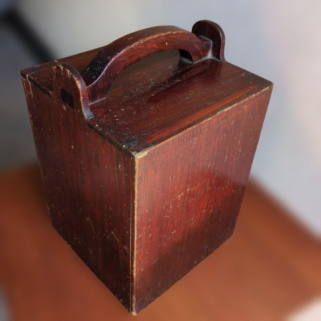 骨董品　訳あり　昔のオカモチ？木製収納箱