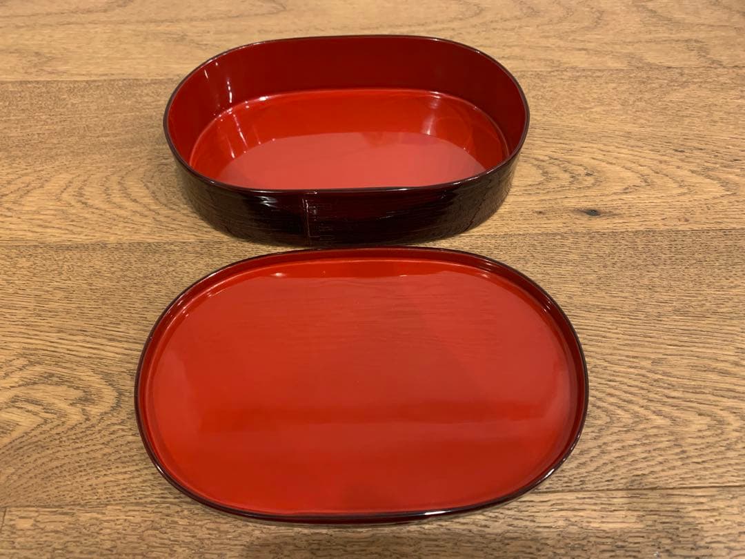 【新品未使用】木曽漆器 よし彦 目小判弁 溜内朱 天然木 漆塗り弁箱 伝統工芸