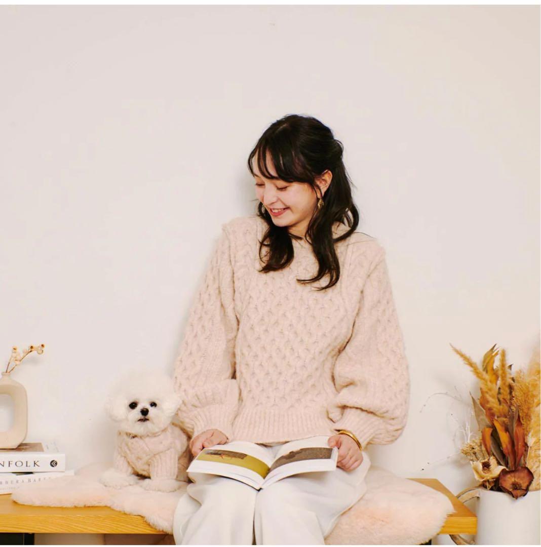 モンシェリ　【リンクコーデSET】ケーブルドロップショルダーニット　Mサイズ