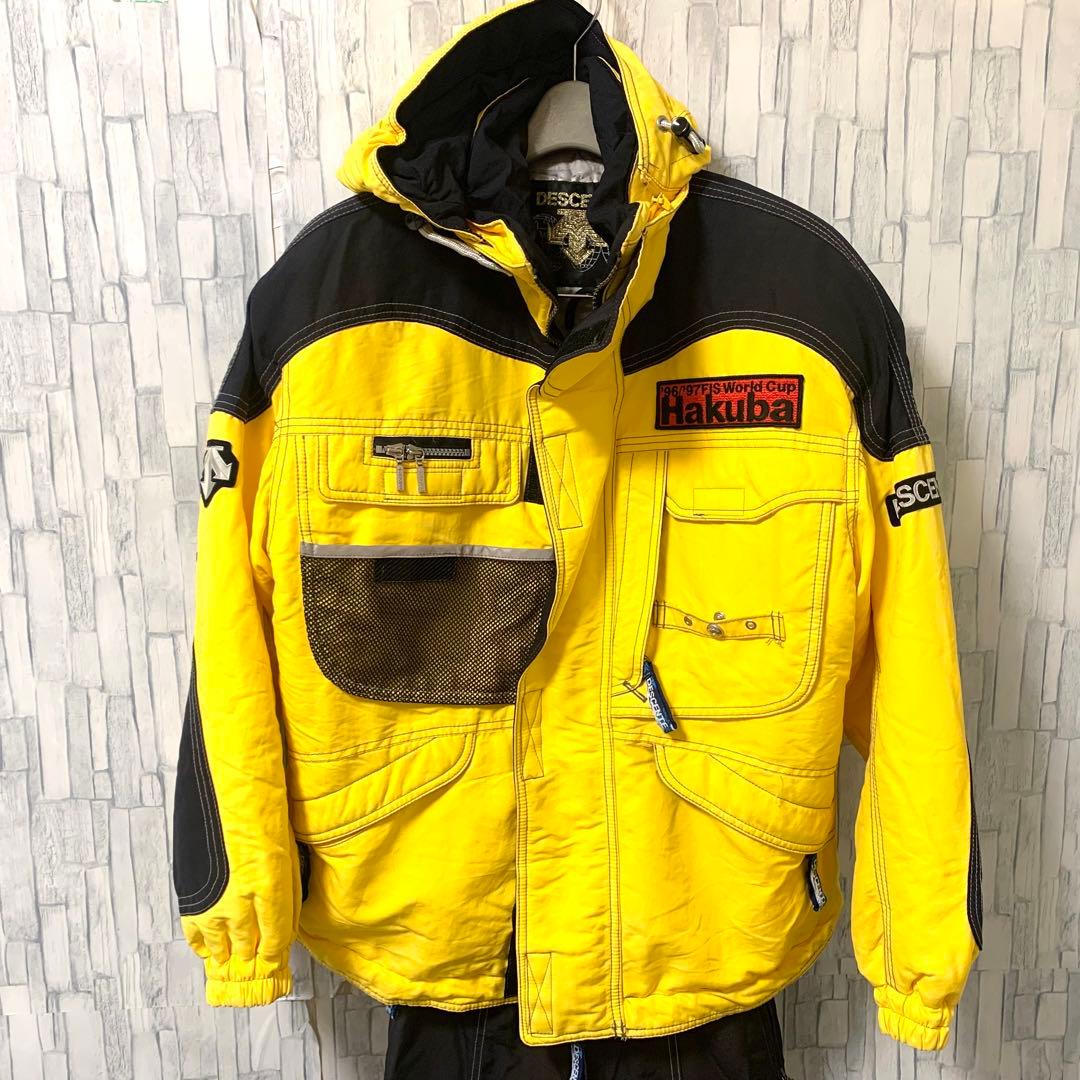 良品 大人気 DESCENTE/デサント スキーウェア上下セット Mサイズ 黄黒