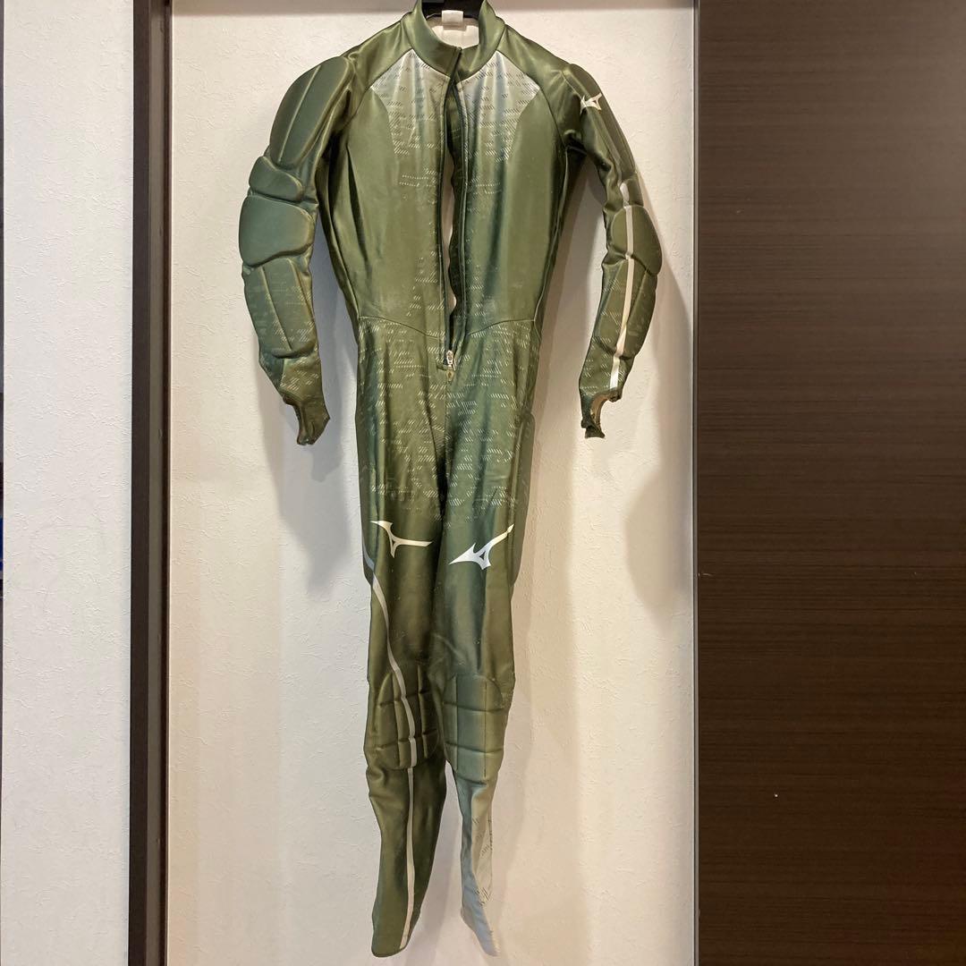 Mizuno スキーウェア ワンピース パッド入り オリーブグリーン M