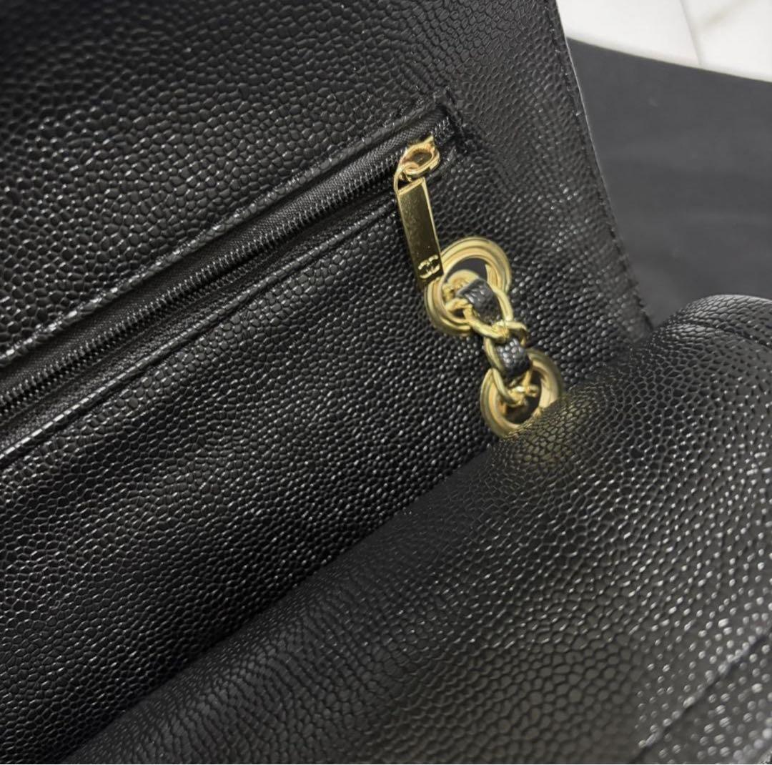 ブラックキルティングレザーショルダーバッグ