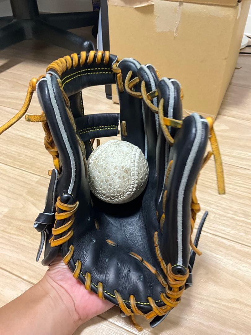 【キップレザー】ロータスブルー　一般軟式内野手用グローブ