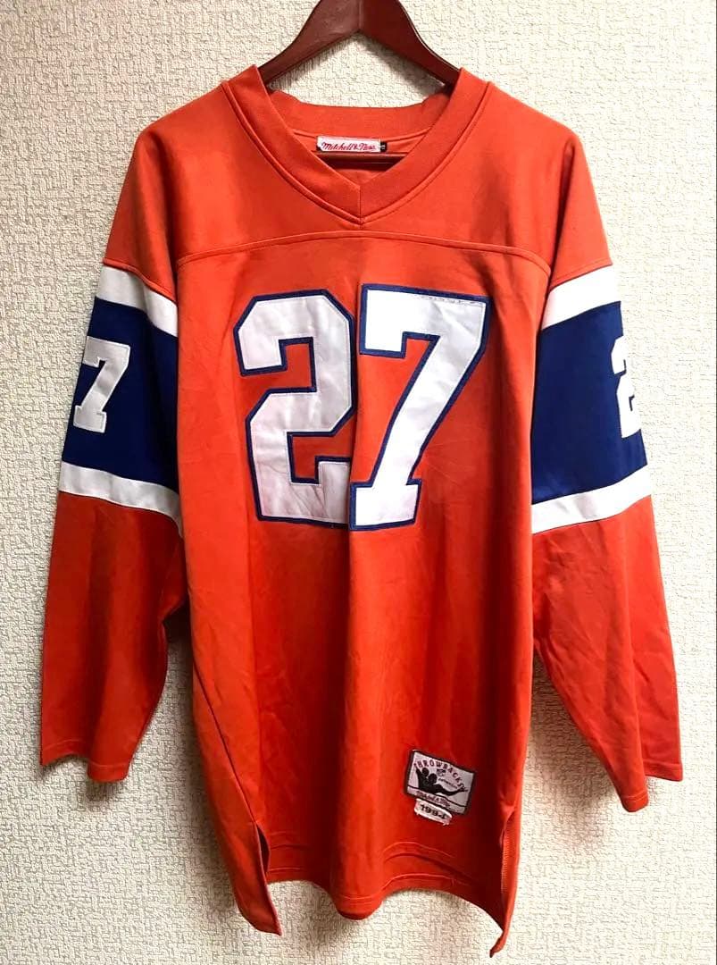 90s mitchell&ness NFL フットボールシャツ XL オレンジ