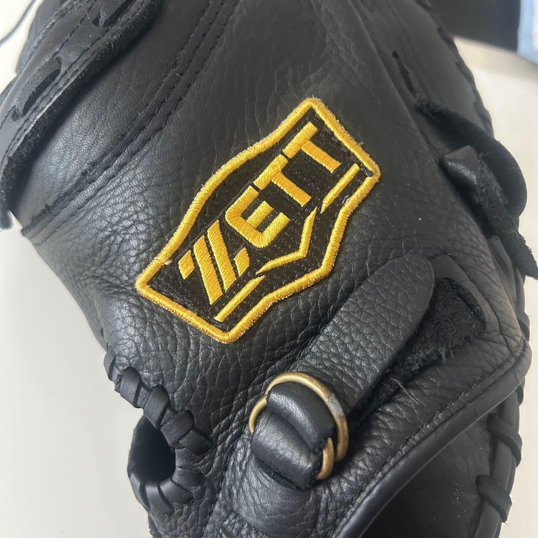 ZETT ブラック レザー 野球グローブ　軟式　ソフトボール　キャッチャーミット
