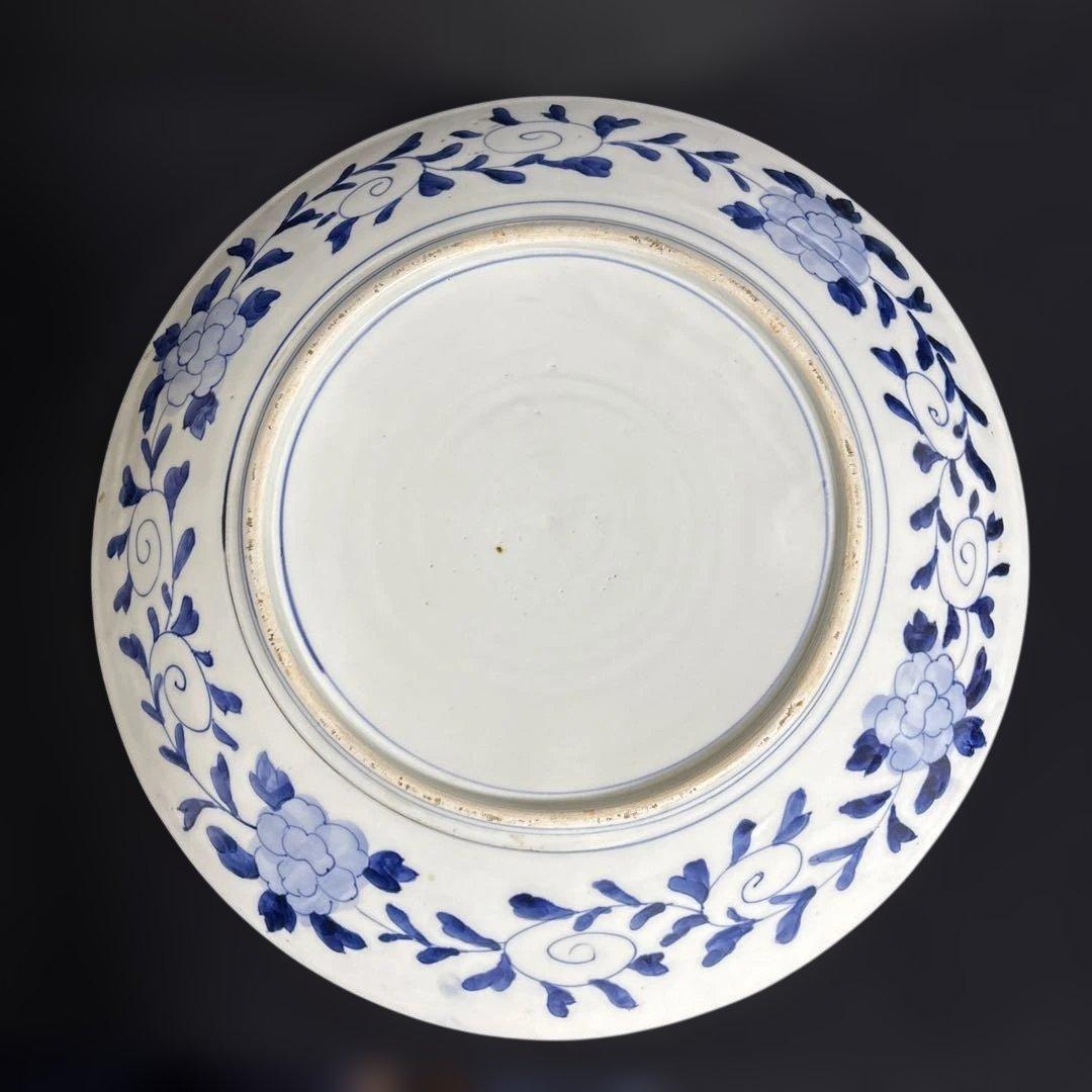 古伊万里 人物 骨董品 直径40センチ 大皿 色絵 人物馬山水図柄