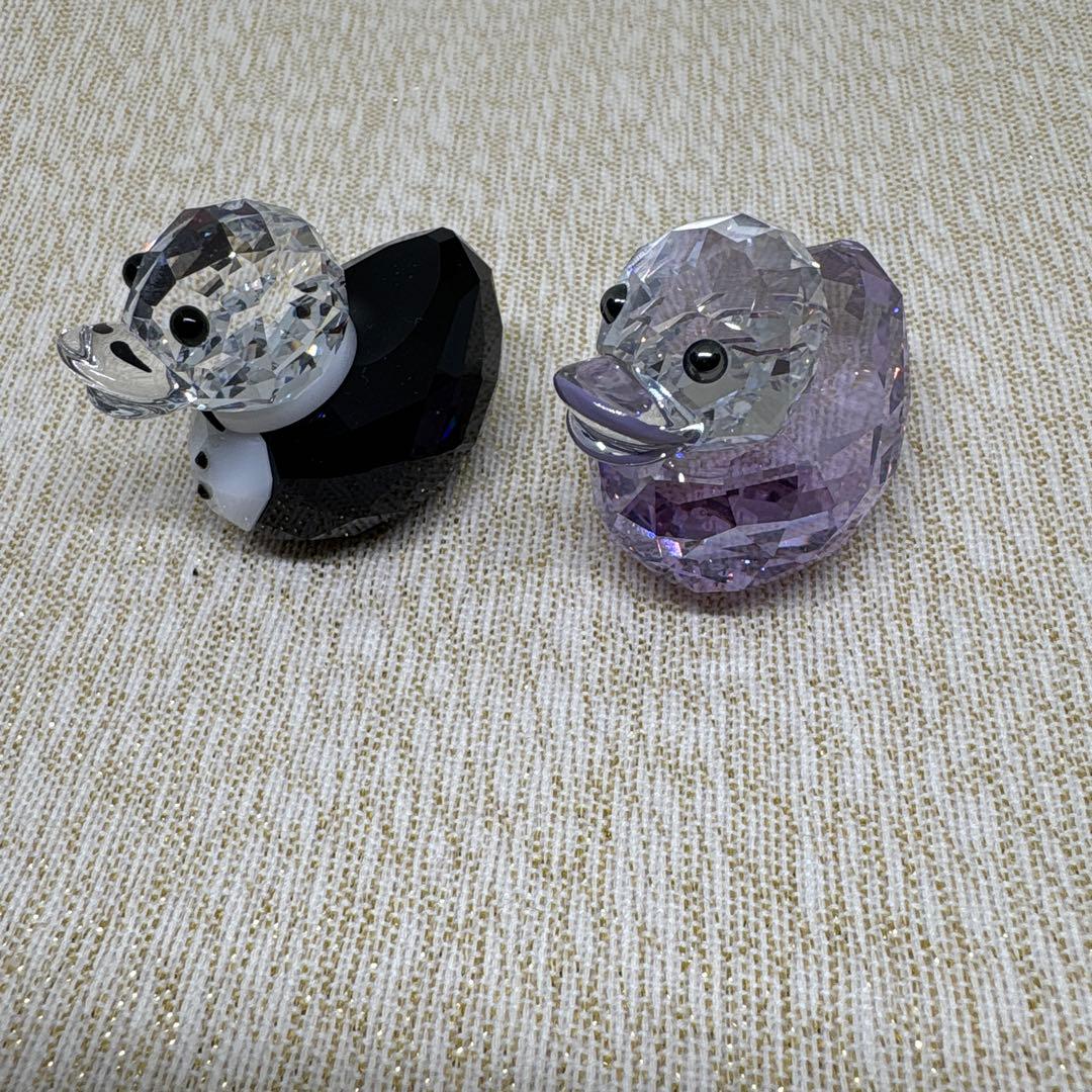 スワロフスキー アヒル型クリスタルフィギュア 2個セット