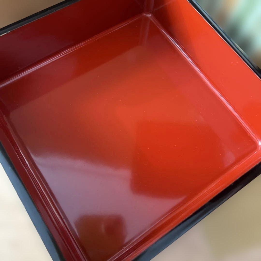 三段重箱 沈金松竹梅 黒 木製 漆塗りお重箱 大五　本重