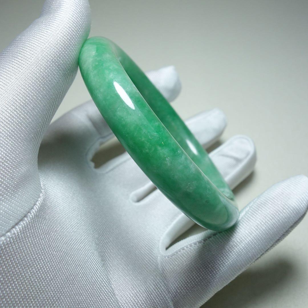 C1A015　翡翠　満緑　バングル　天然石　時代物風