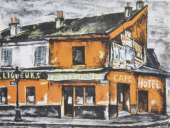 荻須高徳 【パリのカフェ】 リトグラフ