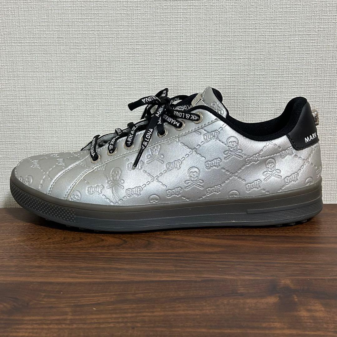美品 ゴルフシューズ マークアンドロナ MARK&RONA シルバー スカル