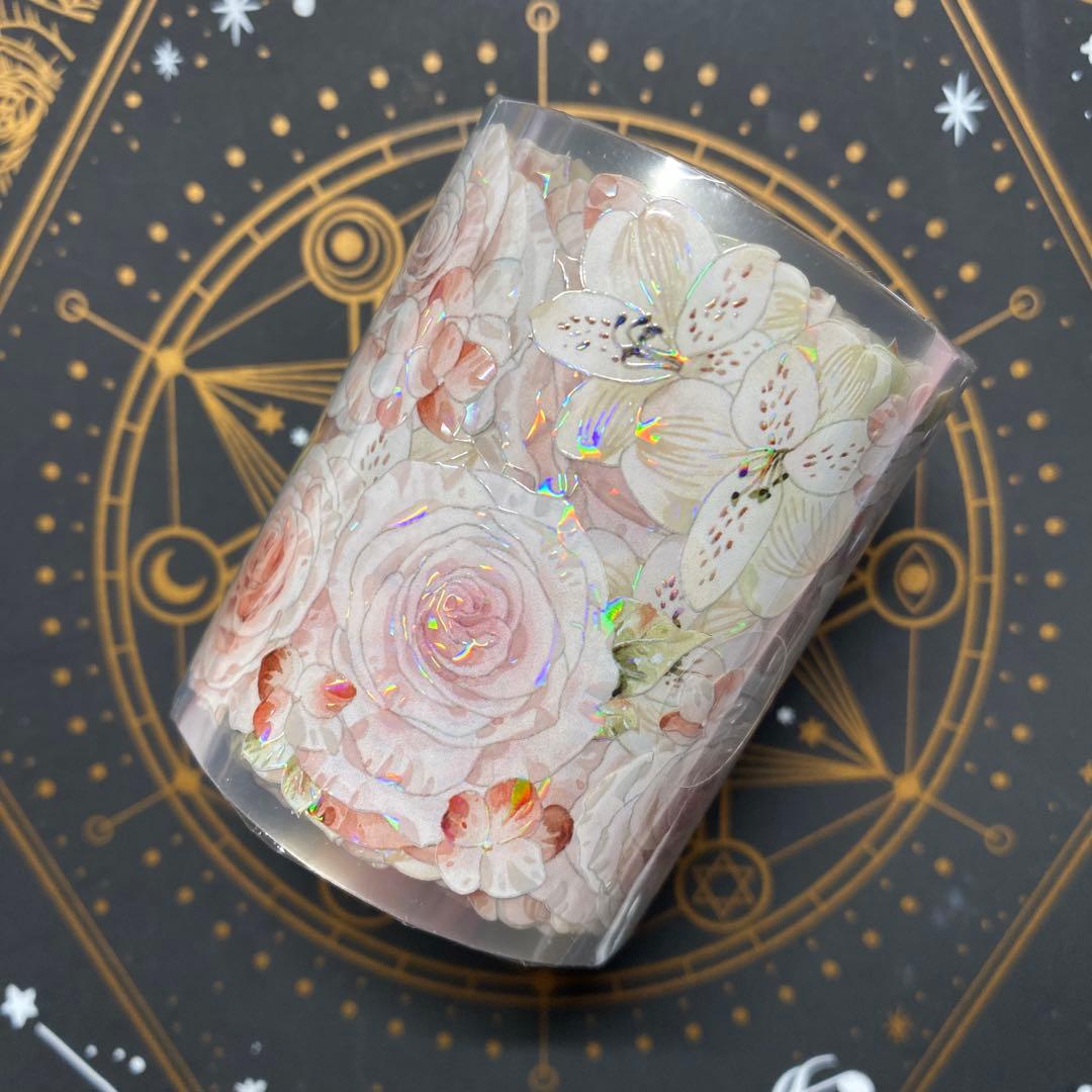 【O】海外　10m巻　貝殻光マスキングテープ　お花系/人物系/装飾系