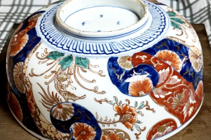 古民具 骨董工芸　古伊万里 絵付　冨長貴春銘　三つ鉢　木箱付