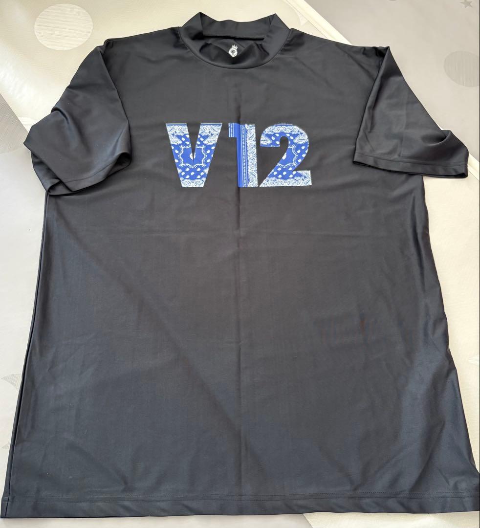 V12 XL ブラック モックネックシャツ