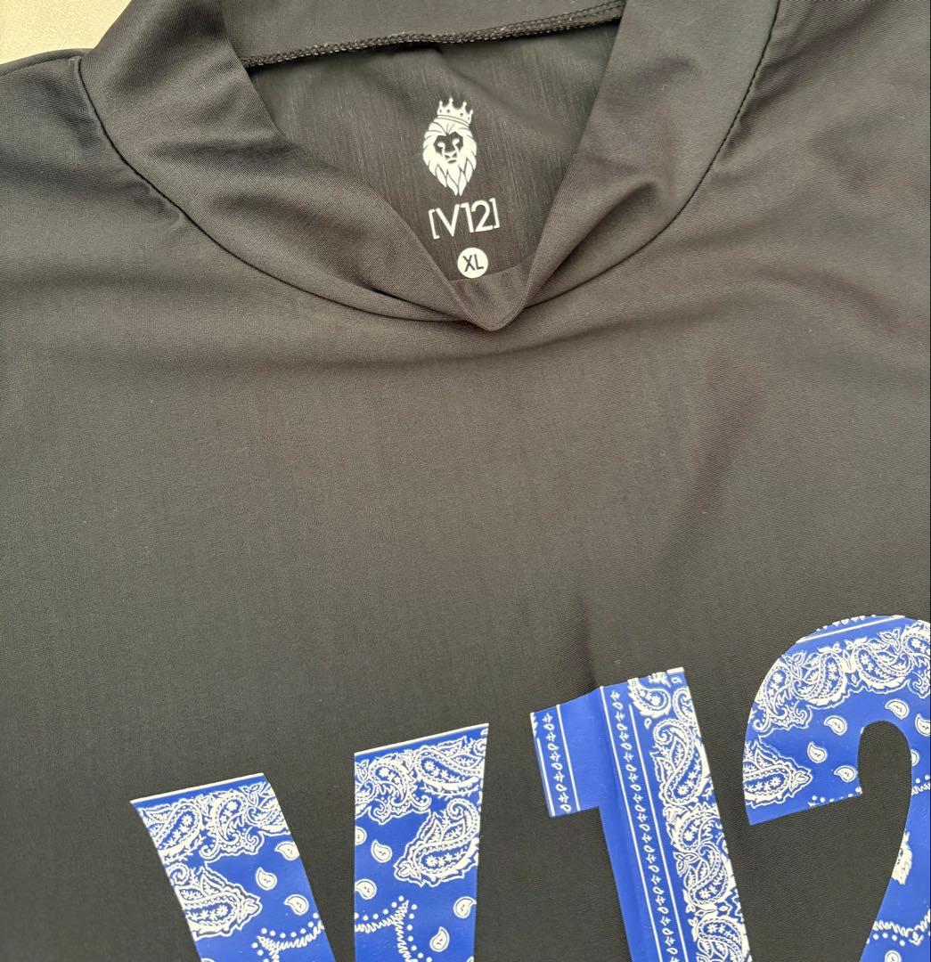 V12 XL ブラック モックネックシャツ