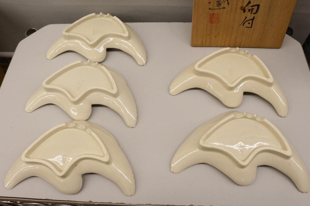 薩摩焼宗家★壽宮陶苑★鶴型伺付★５枚組★鶴の形の皿5枚