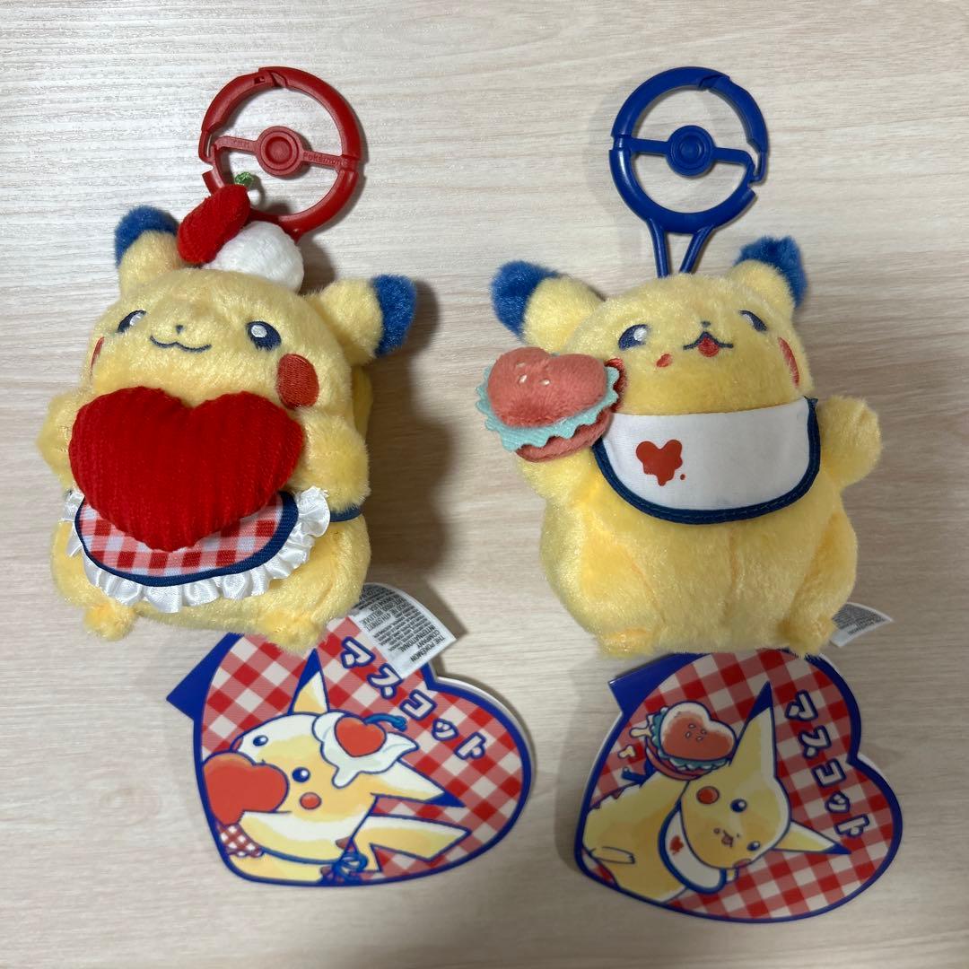 PIKACHU DINER ハンバーガー&ハート マスコット　ぬいぐるみ　ポーチ