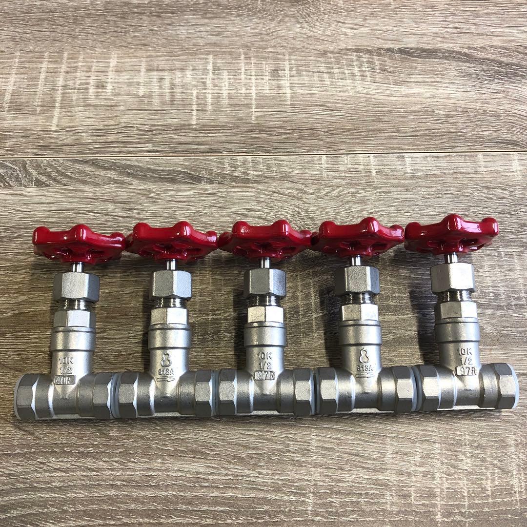 SUSネジ込みバルブ　玉型弁15A×5個