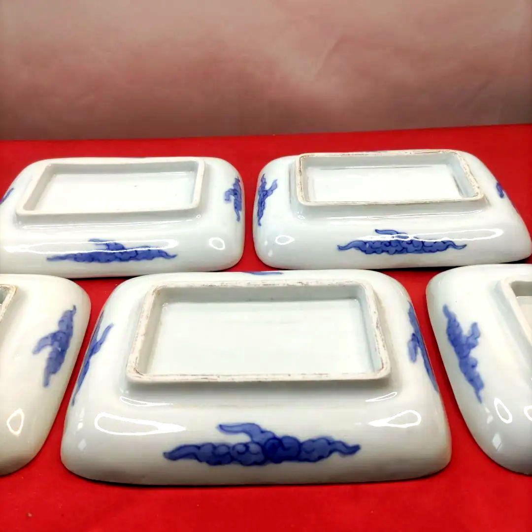 有田焼　伊万里焼　古伊万里　金彩　色絵　小皿　角皿　長角皿　5客セット