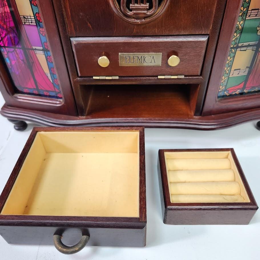 ELEMICA ジュエリーボックス オルゴール付き 木製 昭和レトロ