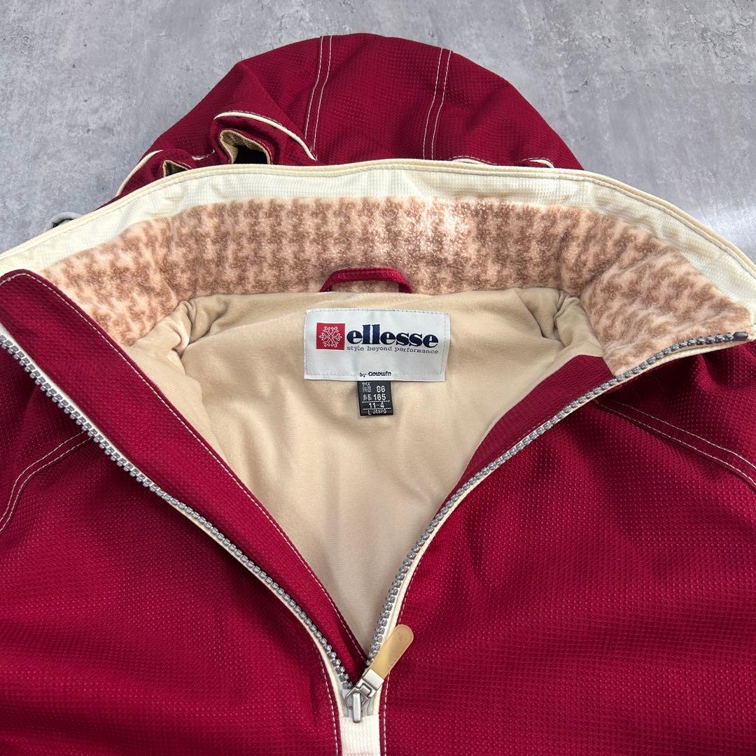 A803【未使用級】エレッセ スキーウェア 上下セット レディースL 花柄刺繍