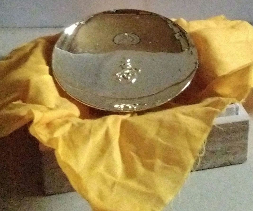 金杯丸型オブジェ 寿の刻印有り(直径約10cm)記念木箱蓋金字記名(新品未使用)