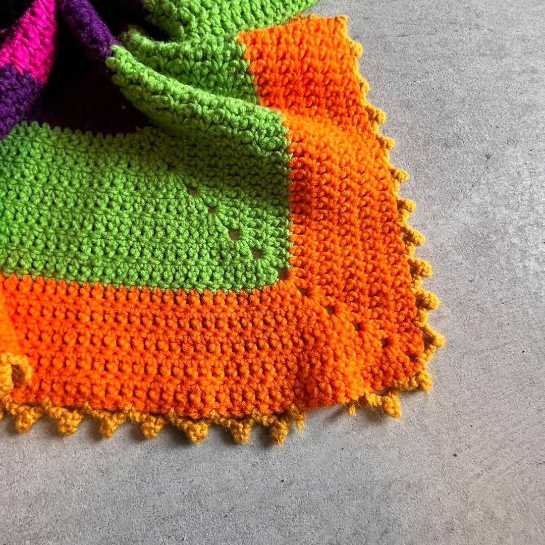 【USA vintage】グラニーブランケット　レトロカラー　テーブルクロス