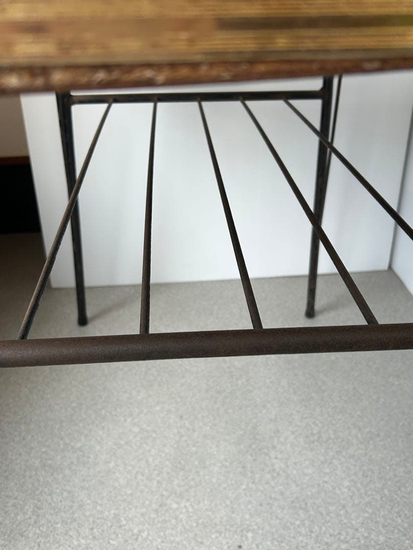 ヴィンテージ　昭和レトロ　鉄脚テーブル　作業台　ダイニング　机ミッドセンチュリー