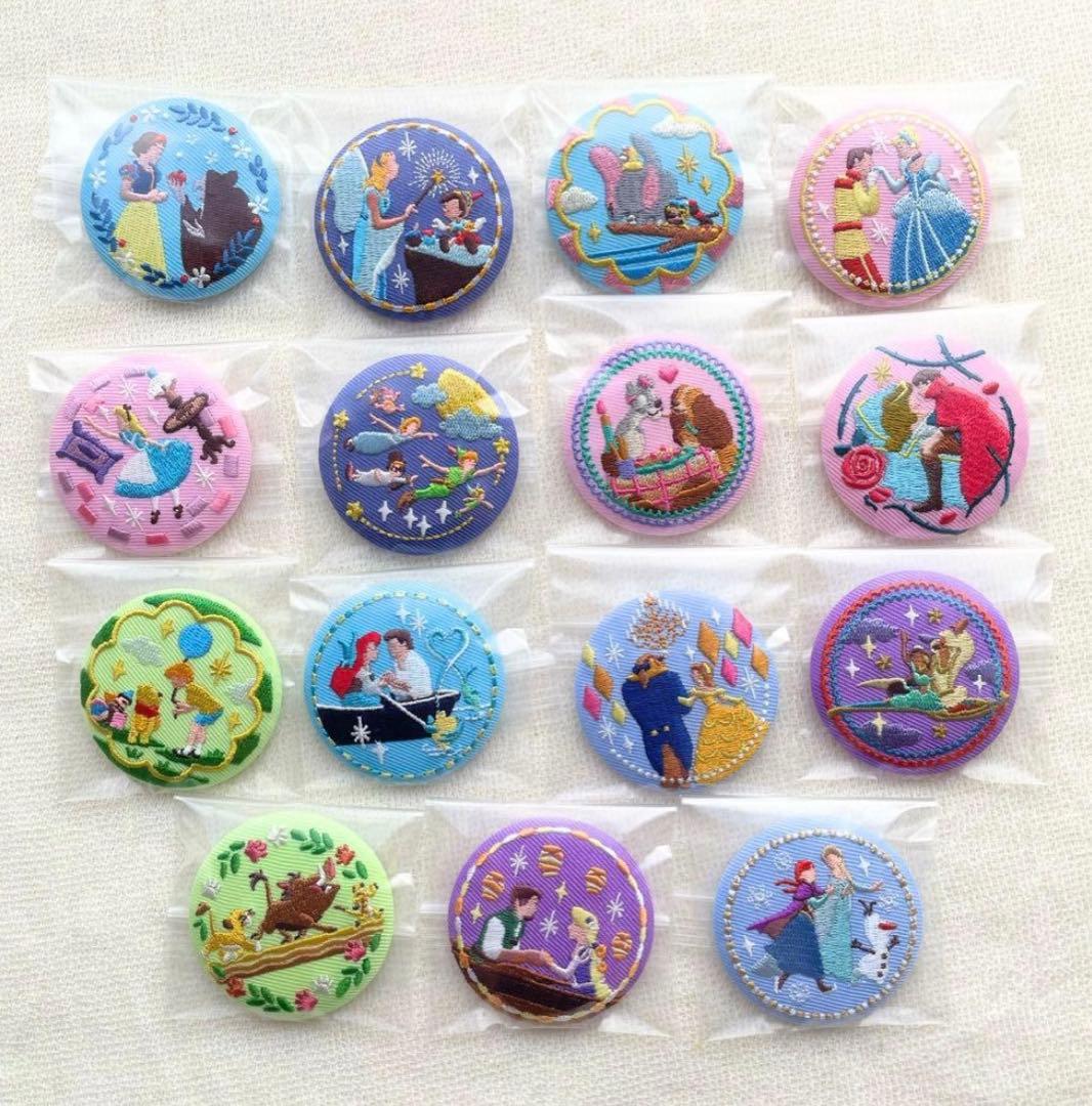 ディズニー 刺繍缶バッジ コンプリート 15個セット