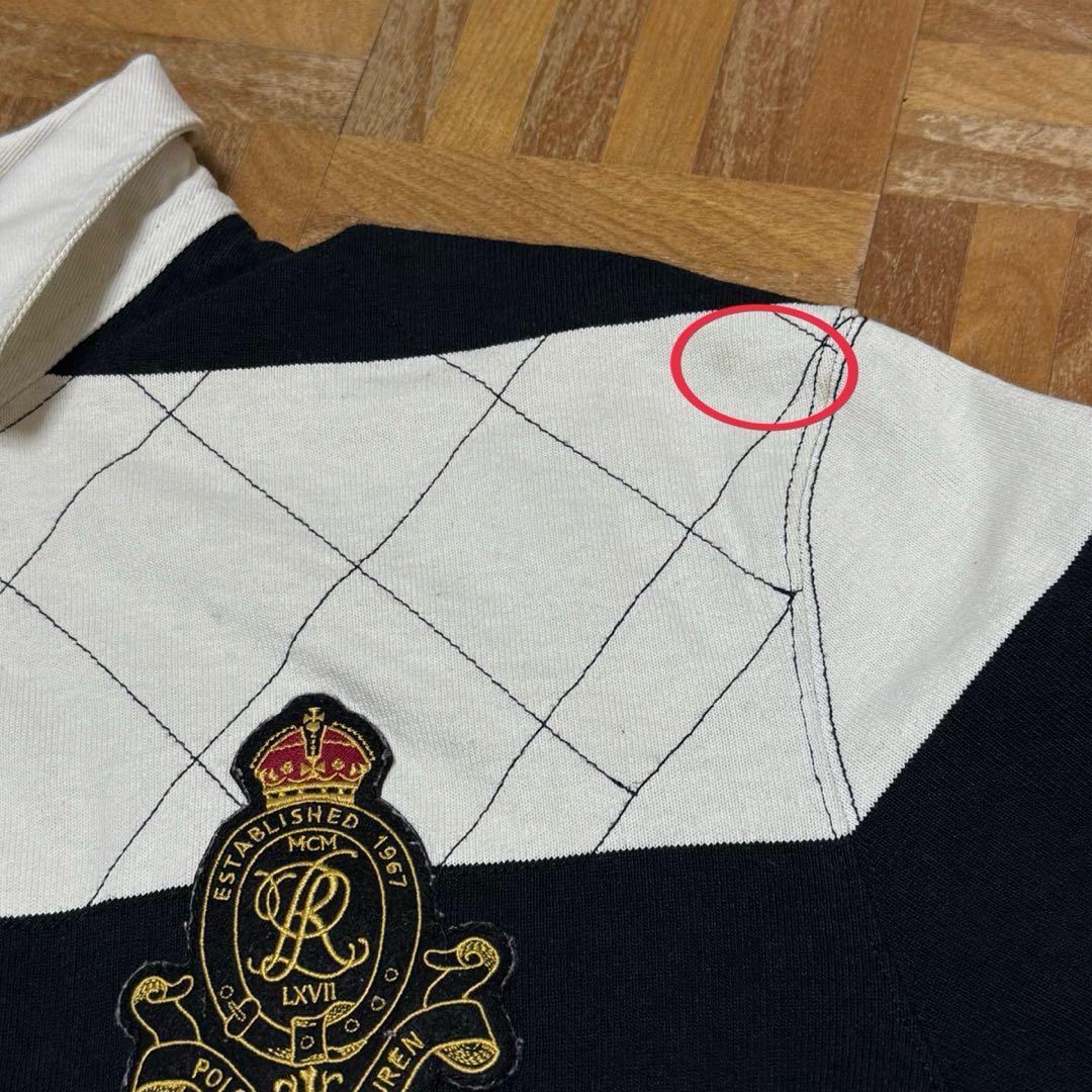 ポロバイラルフローレン エンブレム 刺繍 ボーダー ラガーシャツ S84b