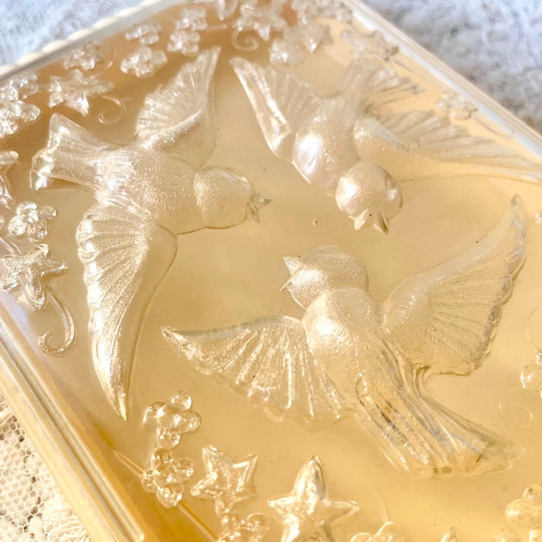 小鳥レリーフのメルスリーボックス　裁縫箱　フランスアンティークヴィンテージ