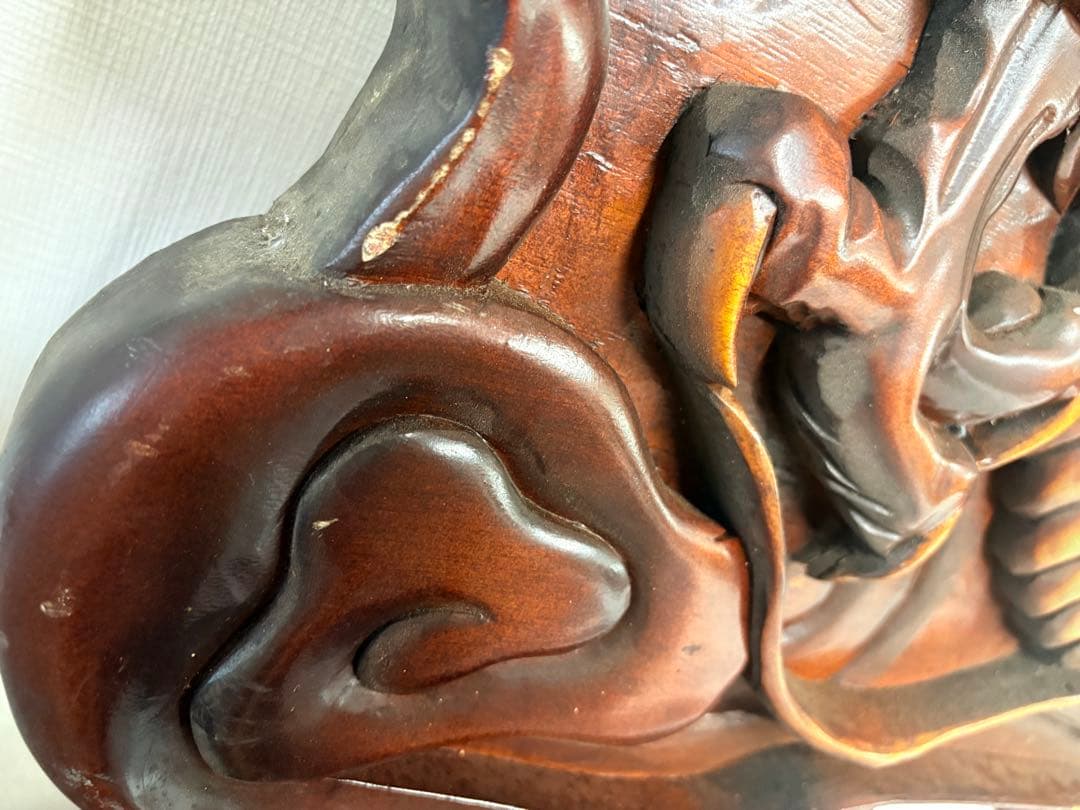 欄間　額　龍　厚彫　彫刻　アンティーク　骨董