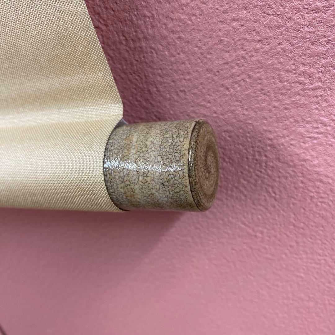 美品 掛軸 富田保和作「鶲くる」共箱 太巻き付 花鳥